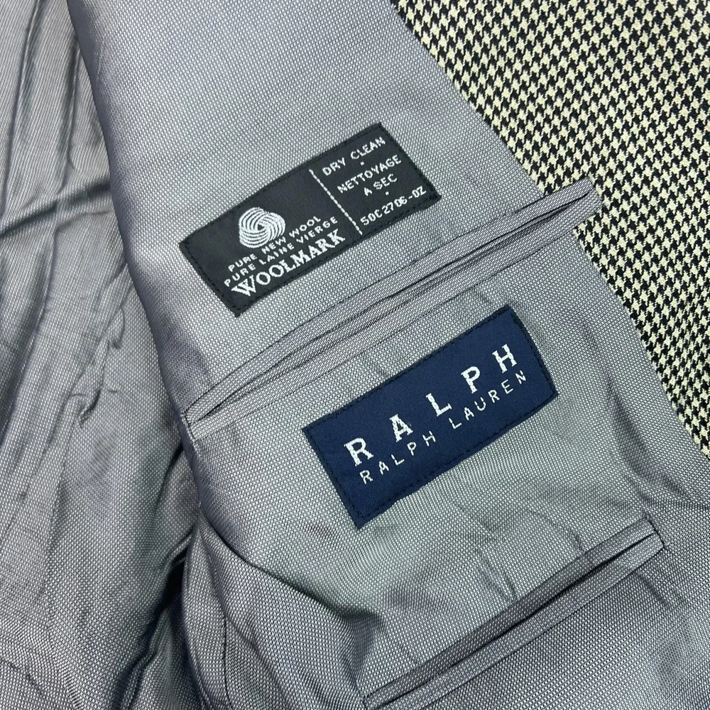 Ralph Ralph Lauren Blazer Mens 44R‎ Brown Black Houndstooth Wool Sport Jacket